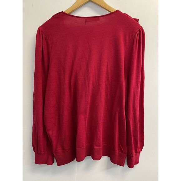 Women's Red Ruffle Sweater - Picture 6 of 6
